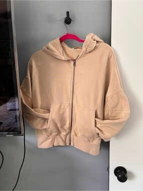 Spiritual Gangster Beige Zip-Up Hoodie